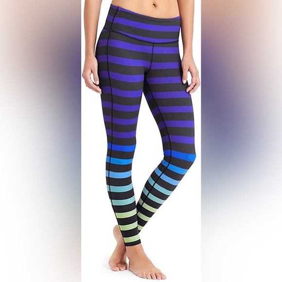 New with tags Athleta High Bold Stripe Chaturanga Tights Size XL - Picture 1 of 3